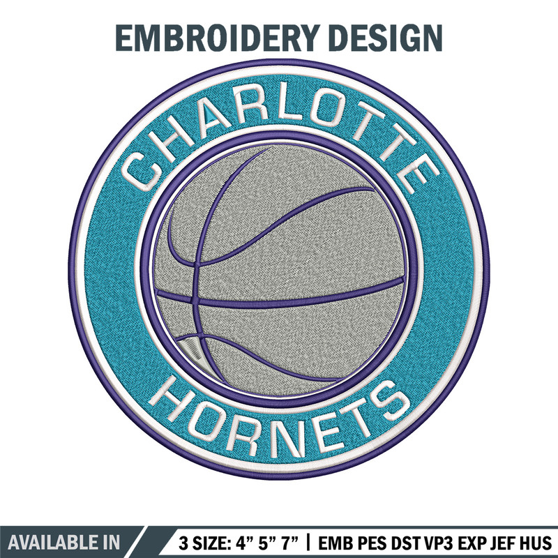 Charlotte Hornets Logo embroidery design, NBA embroidery, Sport embroidery, Embroidery design, Logo sport embroidery..jpg