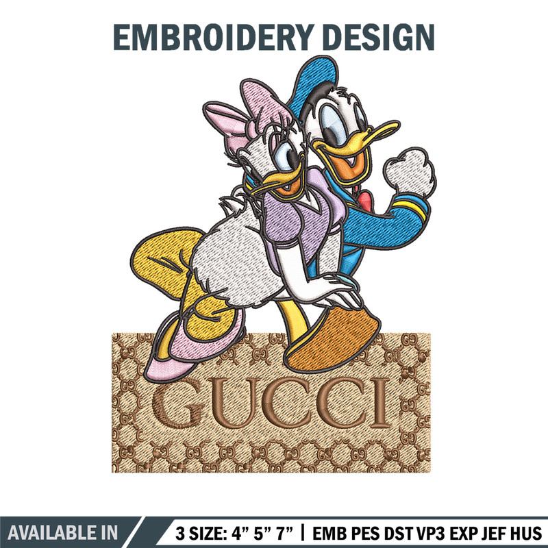 Daisy And Donald Duck Gucci Embroidery design, Disney Embroidery, cartoon design, Embroidery File, Instant download..jpg