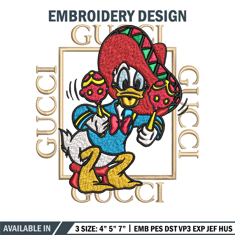 Daisy Donald Duck Gucci Embroidery design, Disney cartoon Embroidery, cartoon design, Embroidery File, Instant download..jpg