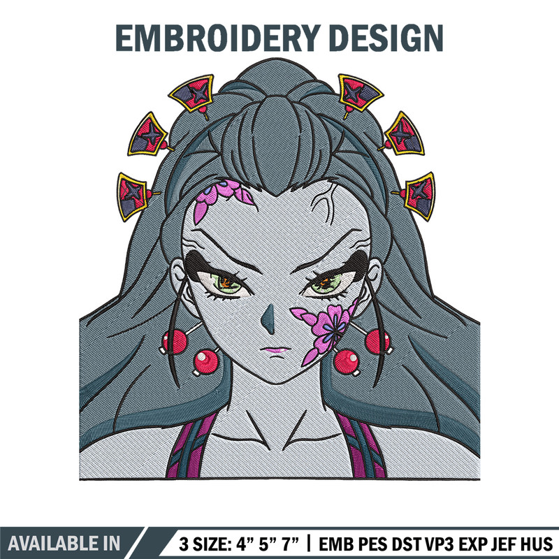 Daki face Embroidery Design, Demon slayer Embroidery, Embroidery File, Anime Embroidery, Anime shirt, Digital download.jpg