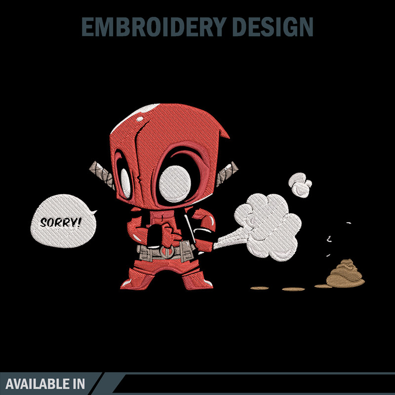 Deadpool chibi Embroidery Design, Deadpool Embroidery, Embroidery File, Anime Embroidery, Anime shirt, Digital download.jpg