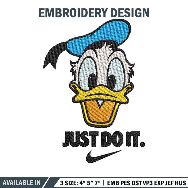 Donald Duck Nike Embroidery design, Donald Duck cartoon Embroidery, Nike design, Embroidery file, Instant download..jpg