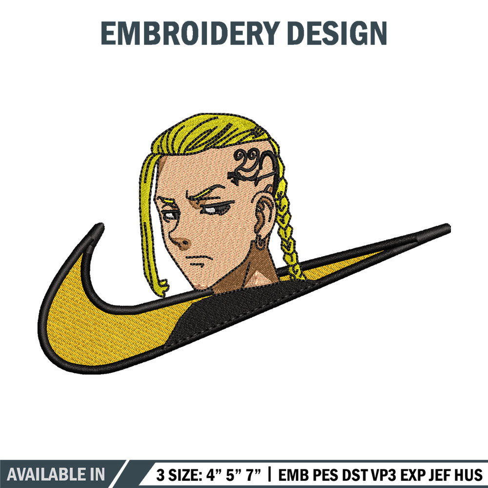 Draken nike embroidery design, Tokyo Revengers embroidery, nike design, anime design, anime shirt, Digital download.jpg