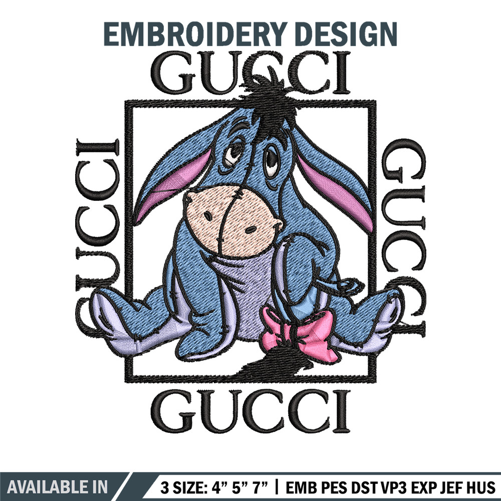 Eeyore Gucci Embroidery design, winnie the pooh Embroidery, cartoon design, Embroidery File, Instant download..jpg