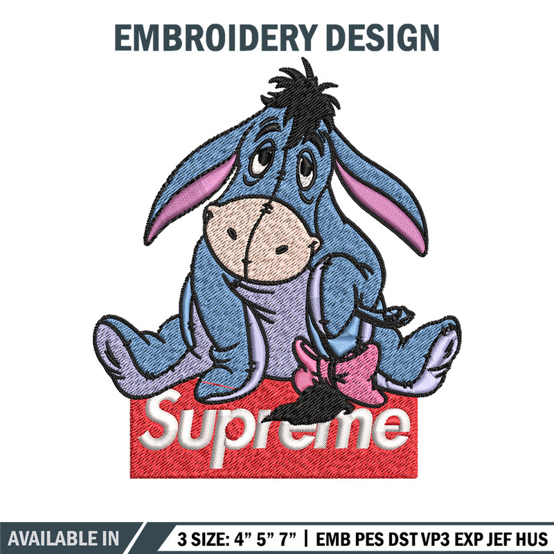 Eeyore Supreme Embroidery design, Eeyore Supreme Embroidery, cartoon design, Embroidery File, Instant download..jpg