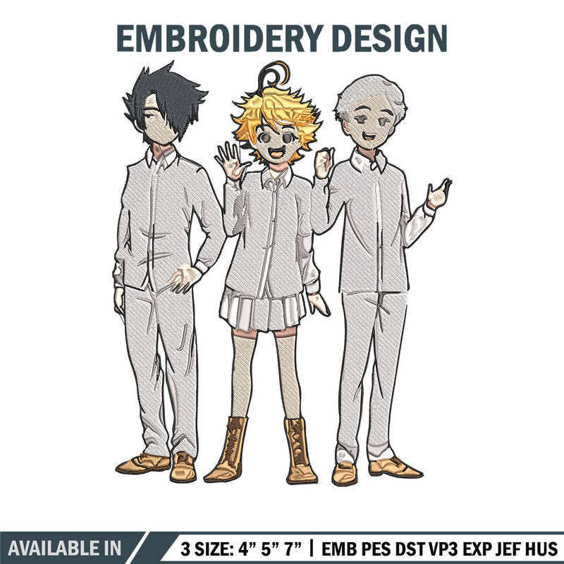 Emma friends Embroidery Design, Promised Neverland Embroidery, Embroidery File, Anime Embroidery, Digital download.jpg