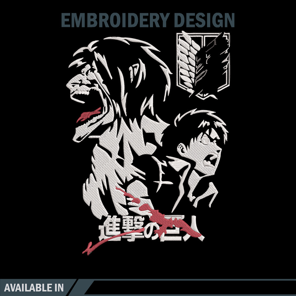 Eren poster Embroidery Design, Aot Embroidery, Embroidery File, Anime Embroidery, Anime shirt,Digital download..jpg