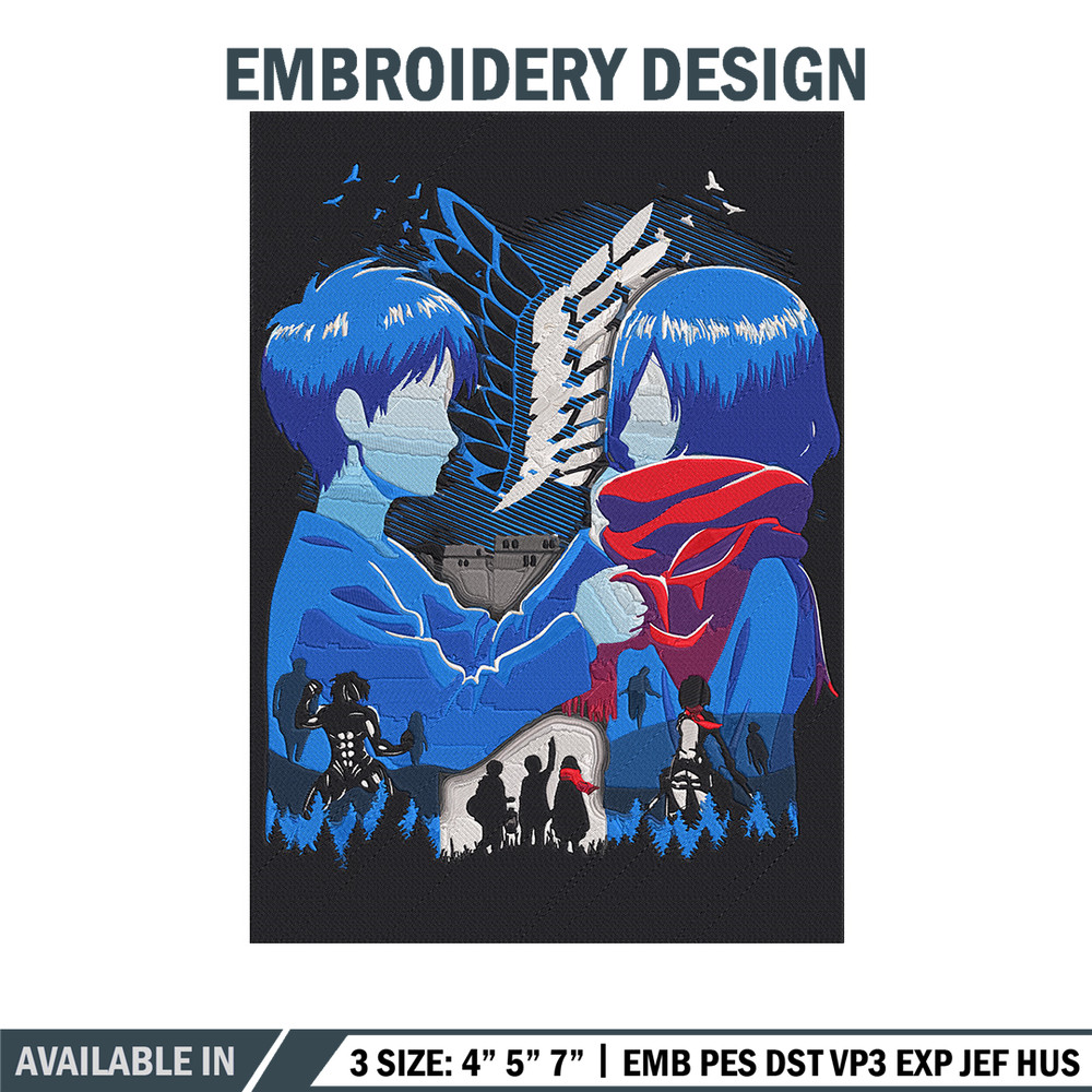 Eren x mikasa Embroidery Design, Aot Embroidery,Embroidery File, Anime Embroidery, Anime shirt, Digital download.jpg