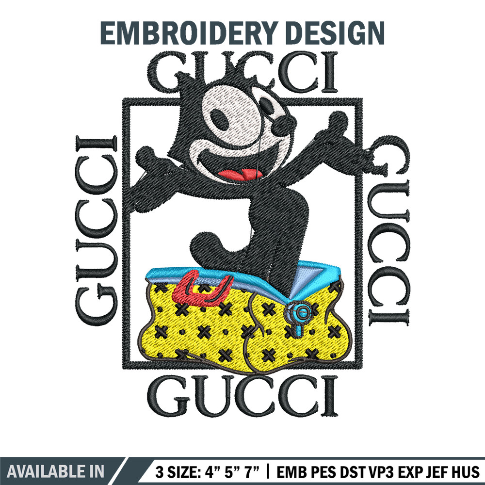 Felix The Cat Gucci Embroidery design, Felix The Cat Embroidery, cartoon design, Embroidery File, Digital download..jpg