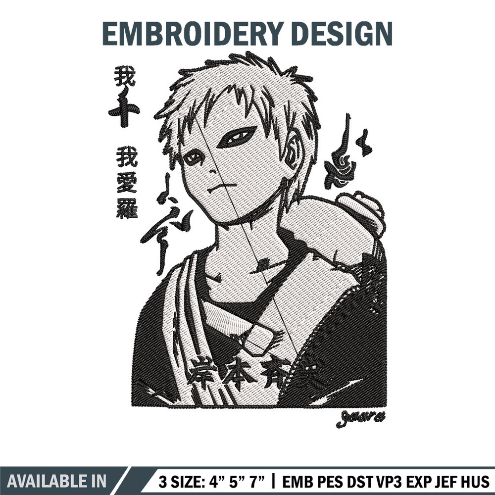 Gaara poster Embroidery Design, Naruto Embroidery, Embroidery File, Anime Embroidery,Anime shirt, Digital download.jpg