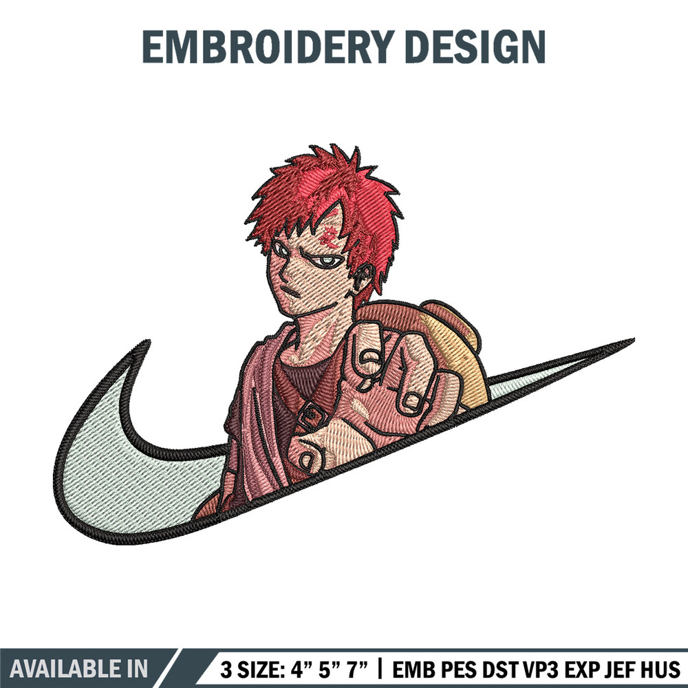 Gaara x nike Embroidery Design, Naruto Embroidery, Embroidery File, Nike Embroidery, Anime shirt, Digital download.jpg