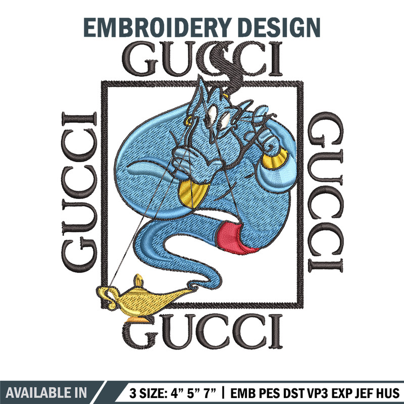 Genie gucci Embroidery design, Genie gucci Embroidery, cartoon design, Embroidery File, gucci logo, Instant download..jpg
