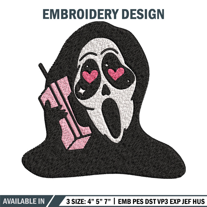 Ghost Face Call Me Embroidery design, Ghost Face Embroidery, Embroidery File, Horror design, Digital download..jpg