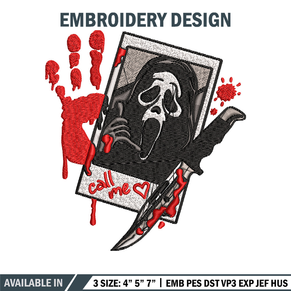 Ghost face Embroidery design, Ghost face horror Embroidery, horror design, Embroidery File, Digital download..jpg