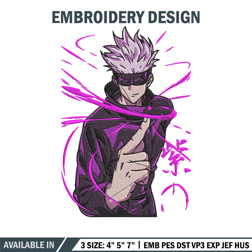 Gojo poster Embroidery Design, Jujutsu Embroidery, Embroidery File, Anime Embroidery, Anime shirt, Digital download..jpg