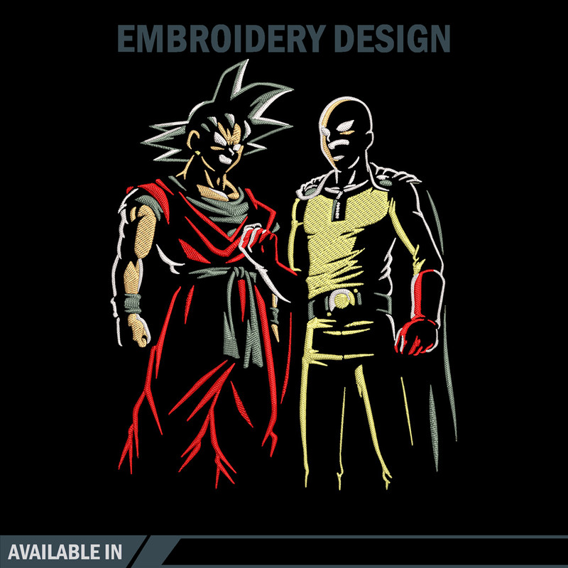 Goku x Saitama Embroidery Design, Dragonball Embroidery,Embroidery File, Anime Embroidery, Anime shirt, Digital download.jpg