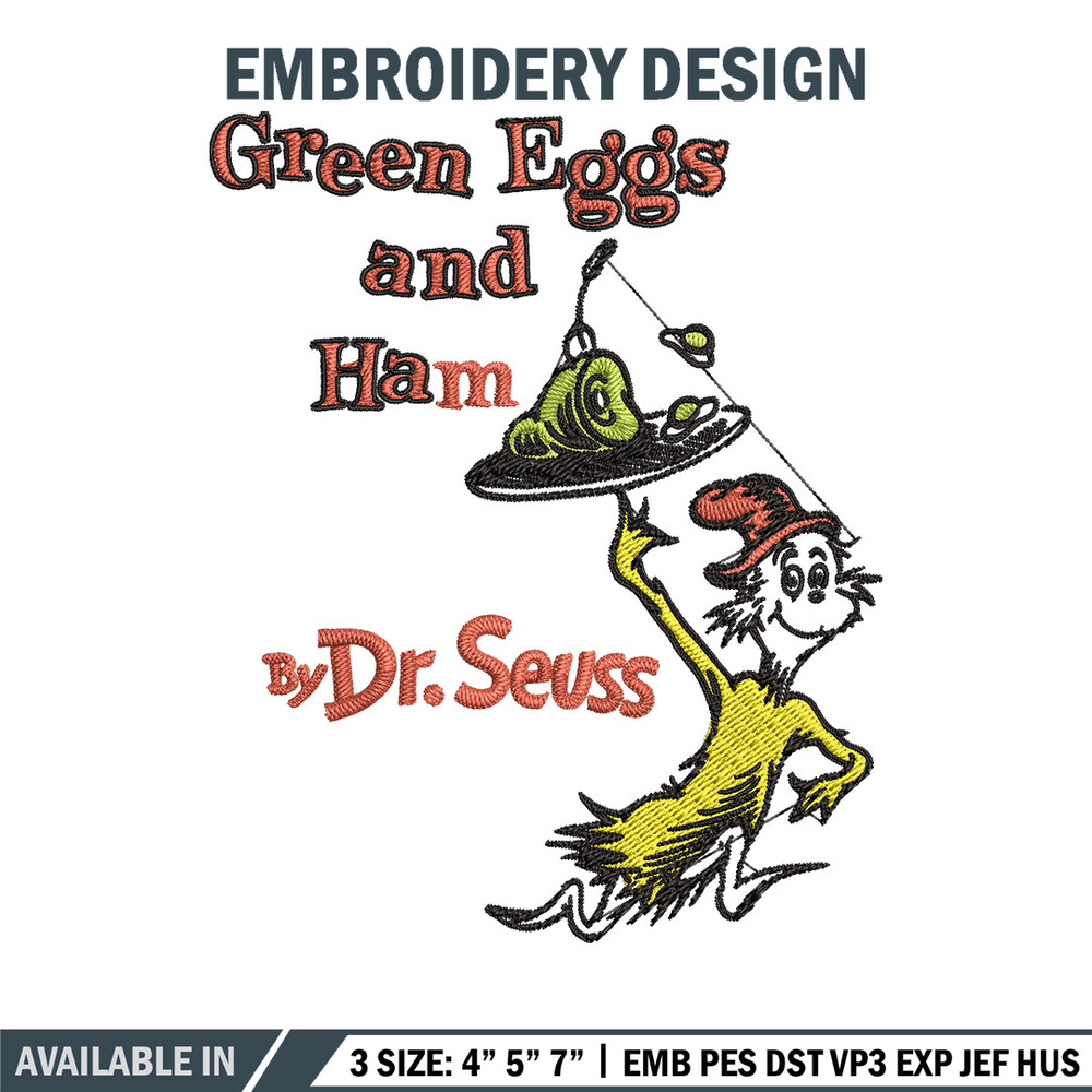 Green eggs and ham buy Dr. Seuss Embroidery Design, Dr Seuss Embroidery, Embroidery File, Digital download..jpg