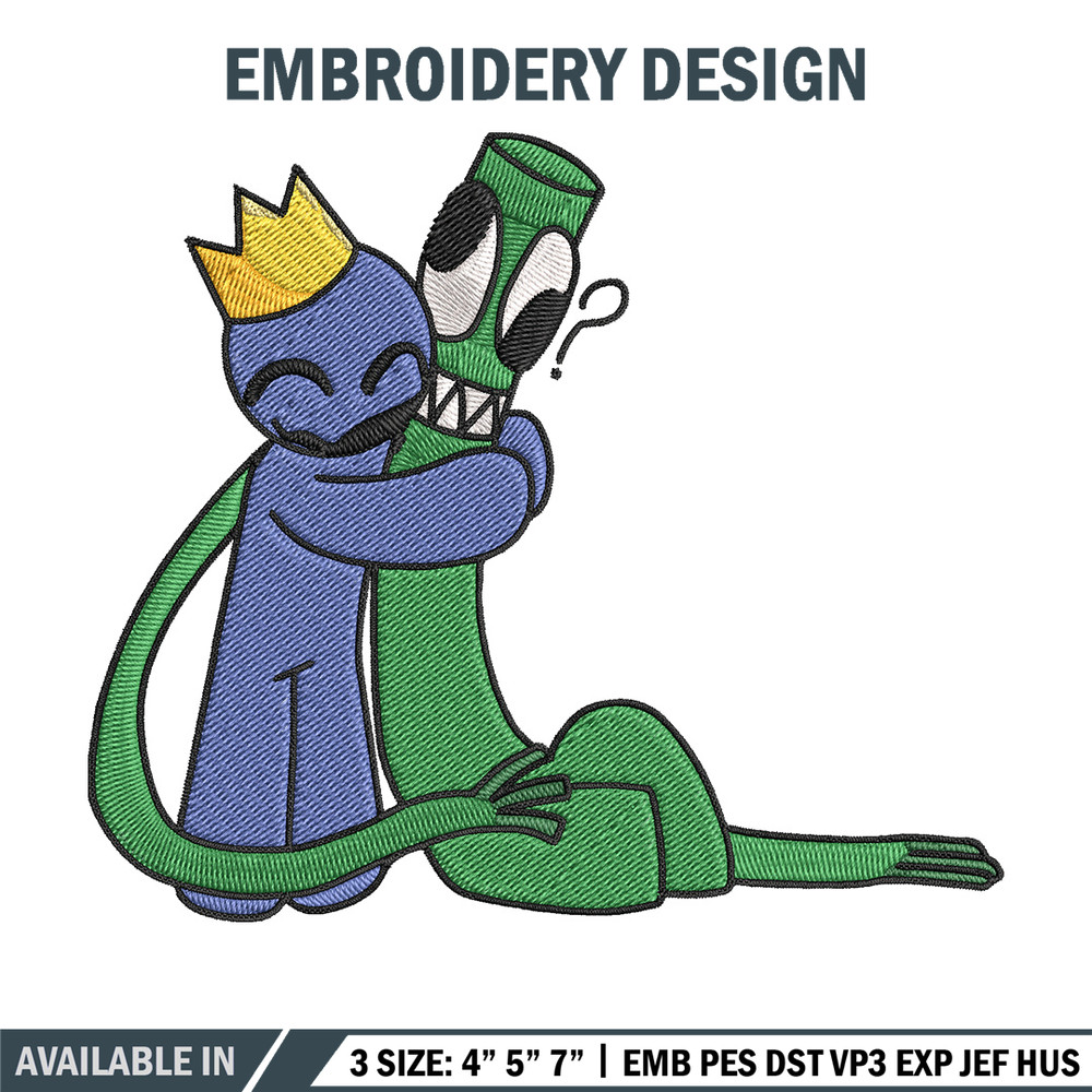 Green x blue Rainbow Embroidery Design, Rainbow Friends Embroidery, Embroidery File, Anime Embroidery, Digital download.jpg