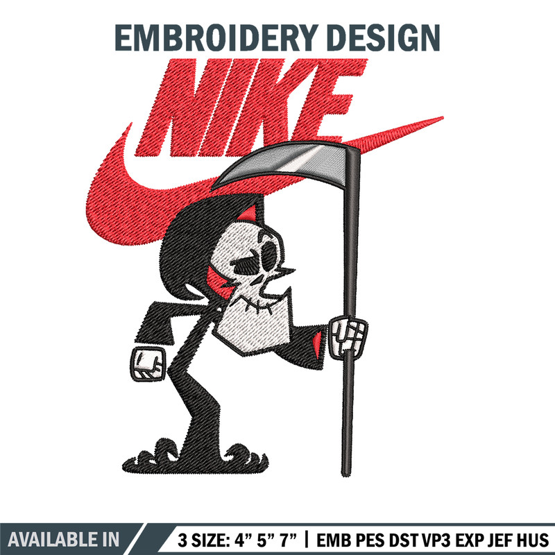 Grim cartoon Nike Embroidery design, Grim cartoon Embroidery, Nike design, Embroidery file, logo shirt, Instant download.jpg