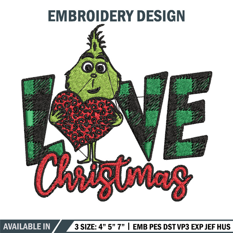 Grinch Love Christmas Embroidery design, Grinch christmas Embroidery, Grinch design, Embroidery file, Instant download..jpg