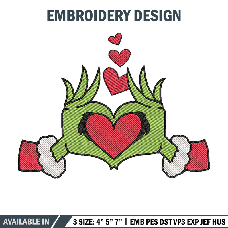 Grinch love embroidery design, Grinch embroidery, Chrismas design, Embroidery shirt, Embroidery file, Digital download.jpg