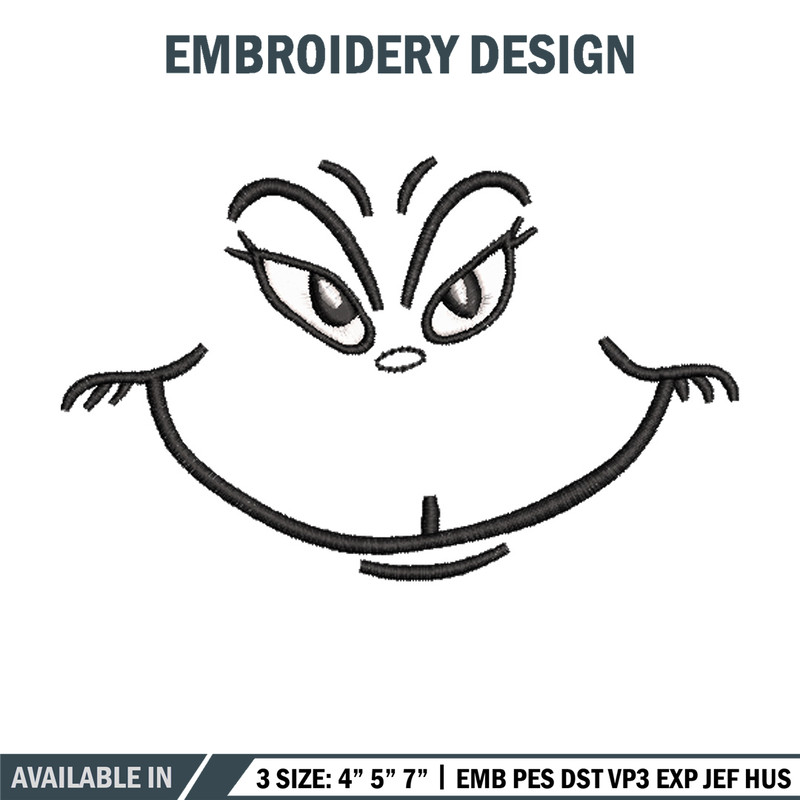 Grinch smile embroidery design,Grinch embroidery, Chrismas design, Embroidery shirt, Embroidery file, Digital download..jpg
