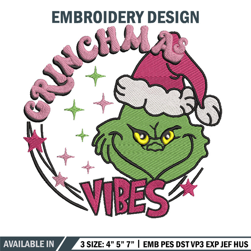 Grinch vibes embroidery design, Grinch embroidery, Chrismas design,Embroidery shirt, Embroidery file, Digital download.jpg