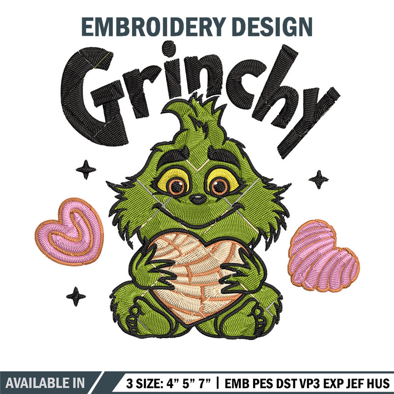 Grinchy cute Embroidery Design, Grinch Embroidery, Embroidery File, Chrismas Embroidery, Anime shirt,Digital download.jpg