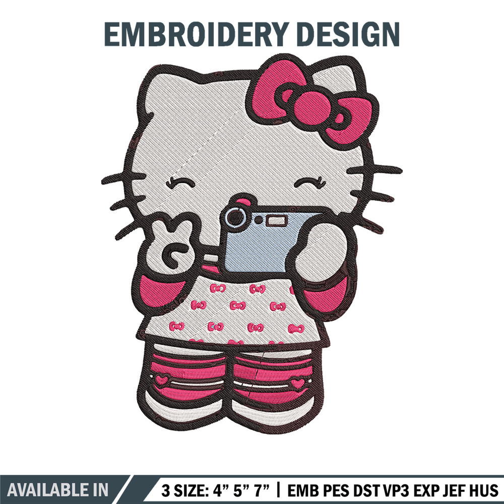Hello kitty selfie Embroidery Design, Hello kitty Embroidery, Embroidery File, Anime Embroidery, Digital download.jpg