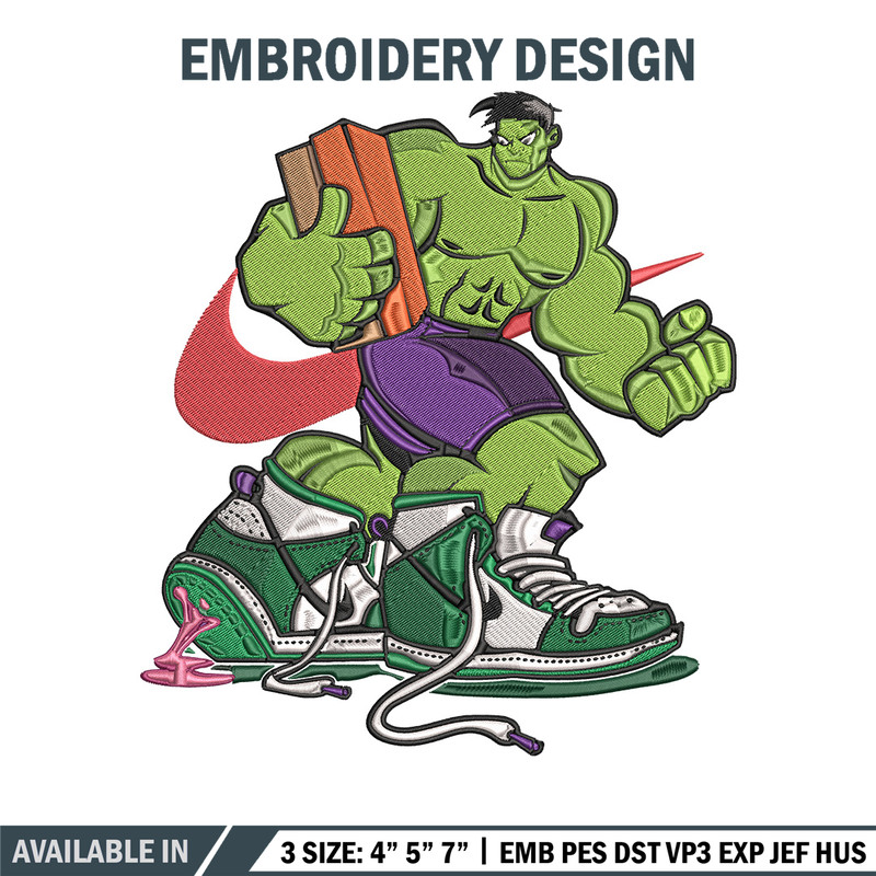 Hulk x nike Embroidery Design, Marvel Embroidery, Embroidery File, Nike Embroidery, Anime shirt, Digital download.jpg