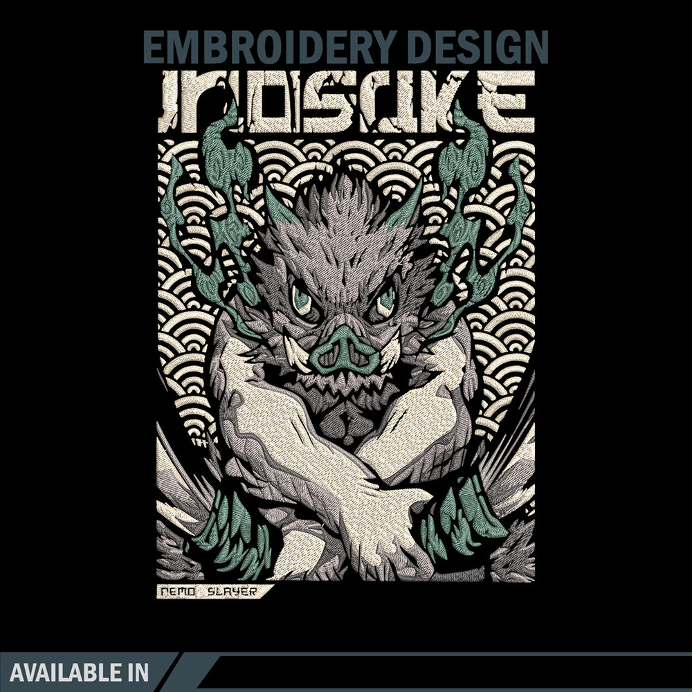 Inosuka poster Embroidery Design, Demon slayer Embroidery,Embroidery File,Anime Embroidery,Anime shirt,Digital download.jpg