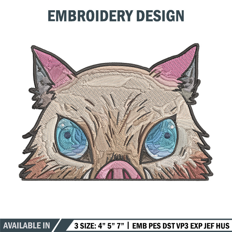 Inosuke Peeker Embroidery Design, Demon slayer Embroidery, Embroidery File, Anime Embroidery, Digital download..jpg