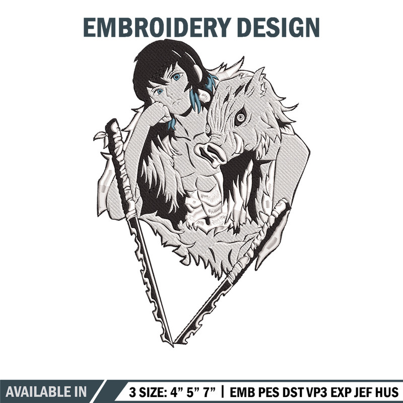Inosuke poster Embroidery Design,Demon slayer Embroidery, Embroidery File,Anime Embroidery,Anime shirt,Digital download.jpg