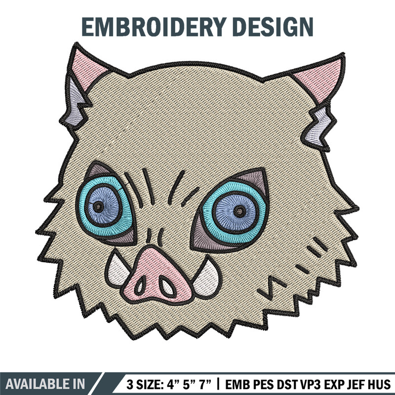 Inosuke sticker Embroidery Design, Demon slayer Embroidery, Embroidery File, Anime Embroidery, Digital download.jpg