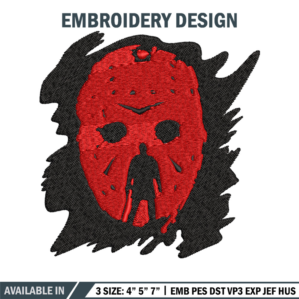 Jason Voorhees Embroidery design, Horror Embroidery, horror design, Embroidery File, logo shirt, Digital download..jpg