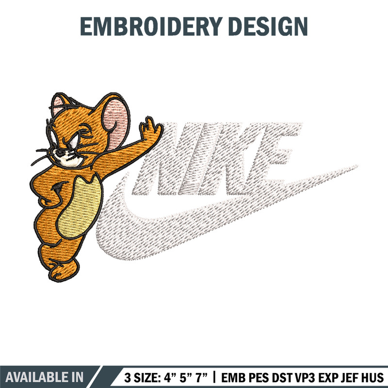 Jerry cartoon Nike Embroidery design, jerry cartoon Embroidery, Nike design, Embroidery file, Instant download..jpg
