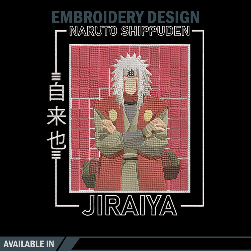 Jiraiya Embroidery Design, Naruto Embroidery, Embroidery File, Anime Embroidery, Anime shirt, Digital download.jpg