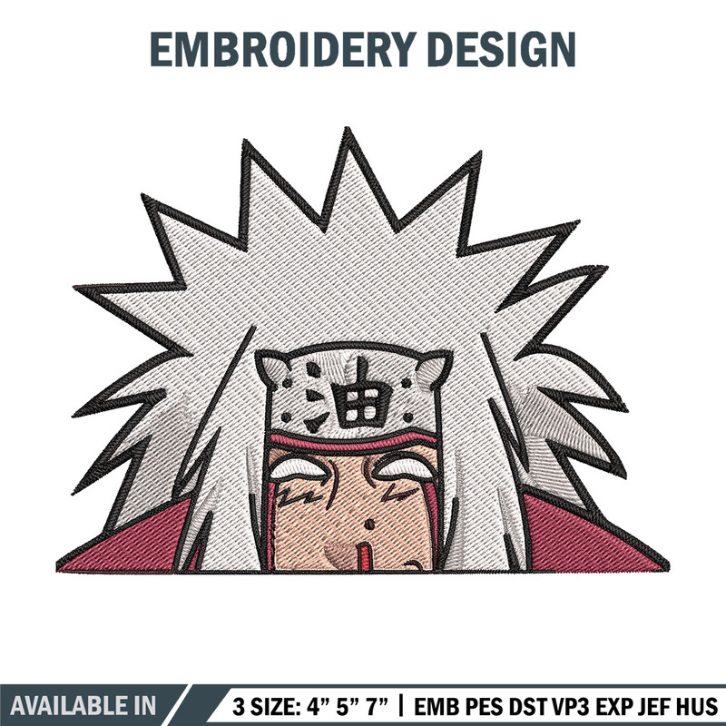 Jiraiya Peeker Embroidery Design, Naruto Embroidery, Embroidery File, Anime Embroidery, Anime shirt, Digital download.jpg