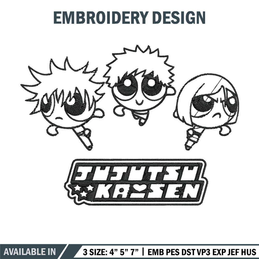 Jujutsu chibi Embroidery Design, Jujutsu Embroidery, Embroidery File, Nike Embroidery, Anime shirt, Digital download.jpg