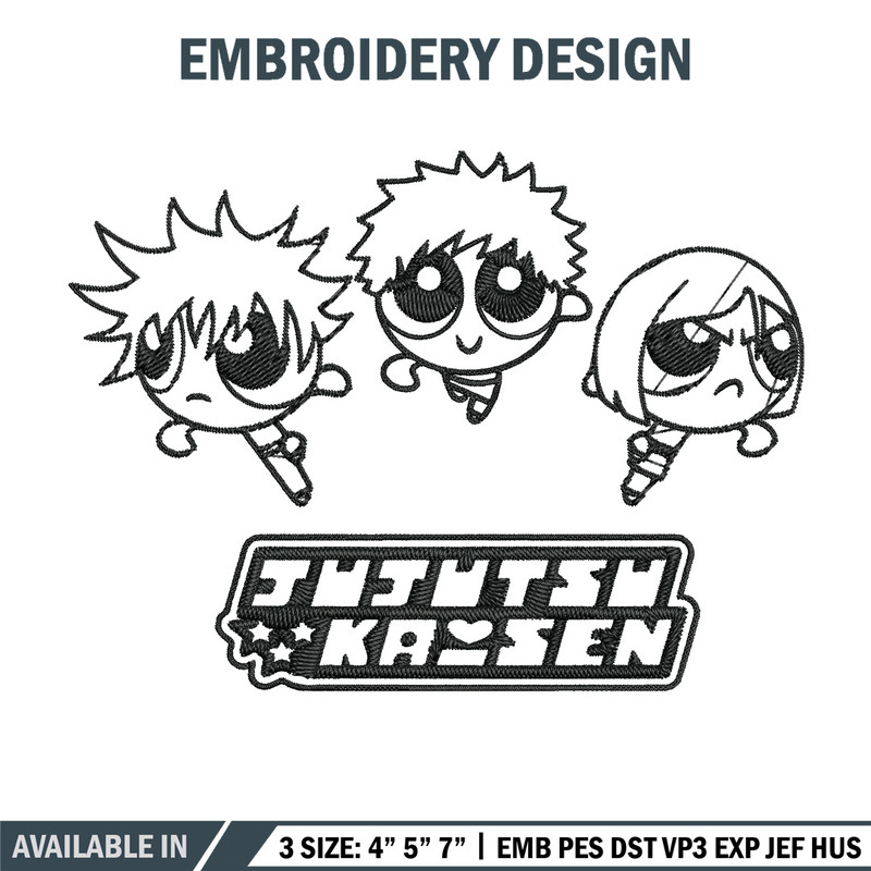 Jujutsu chibi Embroidery Design, Jujutsu Embroidery, Embroidery File, Nike Embroidery, Anime shirt, Digital download.jpg