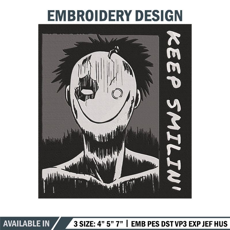 Just Smile Embroidery Design, Horror Embroidery, Embroidery File, Anime Embroidery,Anime shirt, Digital download.jpg