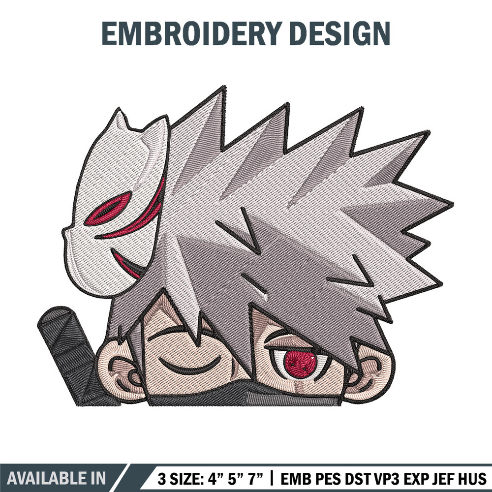 Kakashi Peeker Embroidery Design, Naruto Embroidery, Embroidery File, Anime Embroidery, Anime shirt, Digital download..jpg