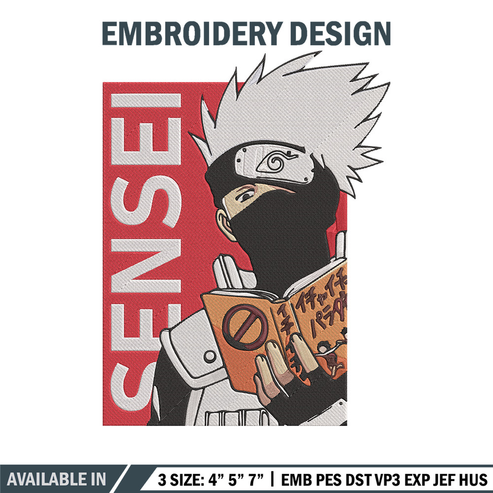 Kakashu sensei Embroidery Design, Naruto Embroidery, Embroidery File, Anime Embroidery, Anime shirt, Digital download.jpg