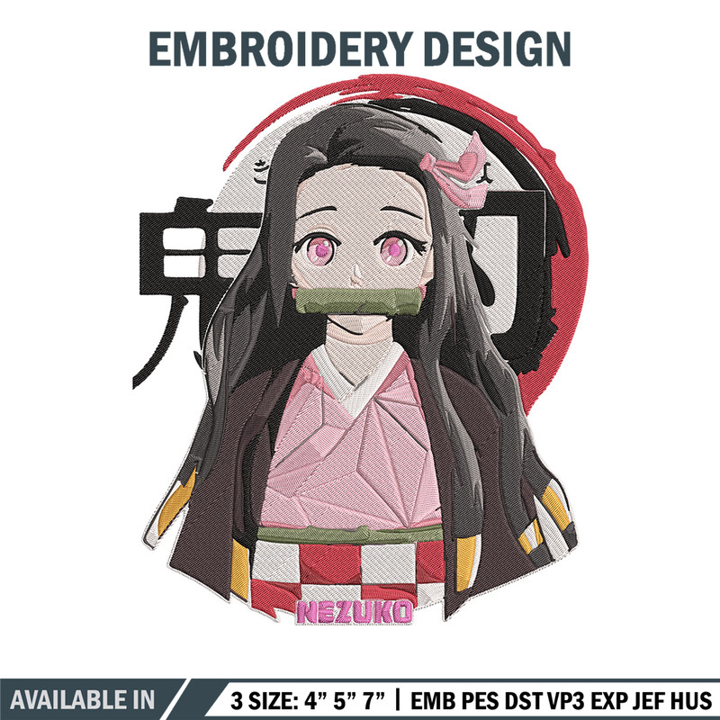 Kamado nezuko Embroidery Design, Demon slayer Embroidery, Embroidery File, Anime Embroidery, Digital download.jpg