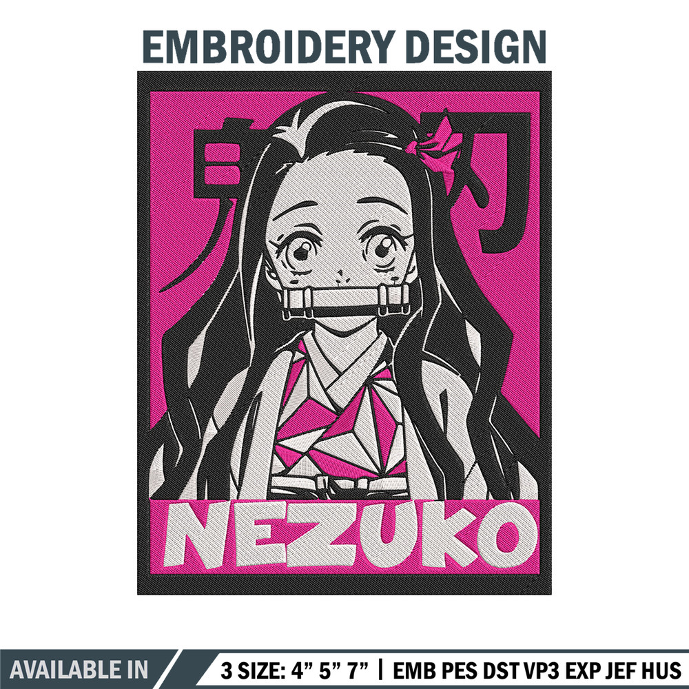 Kamado nezuko poster Embroidery Design, Demon slayer Embroidery, Embroidery File, Anime Embroidery, Digital download..jpg