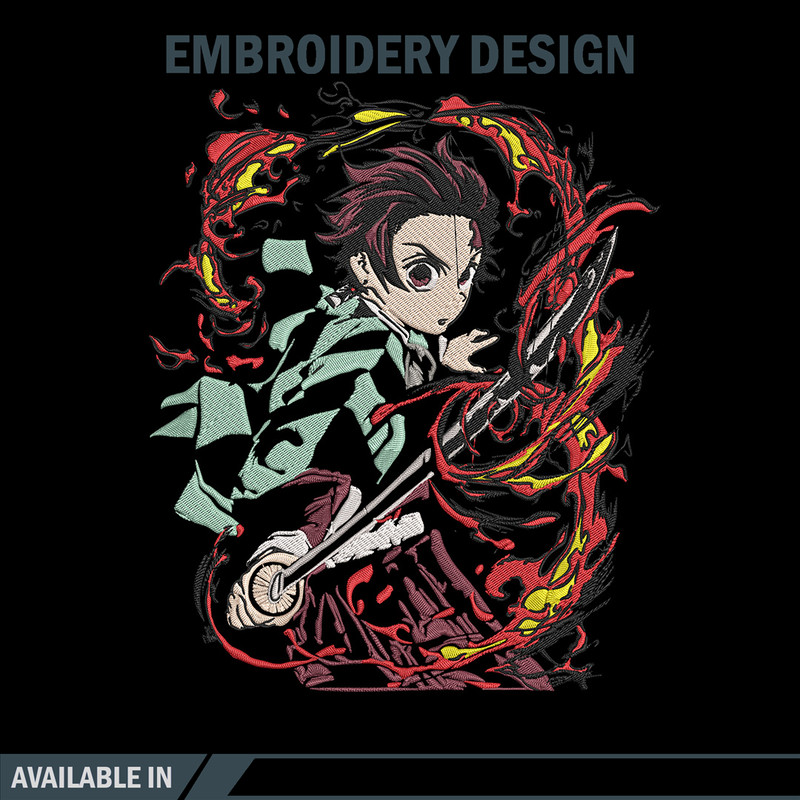 Kamado Tanjiro Embroidery Design, Demon slayer Embroidery, Embroidery File, Anime Embroidery, Digital download..jpg