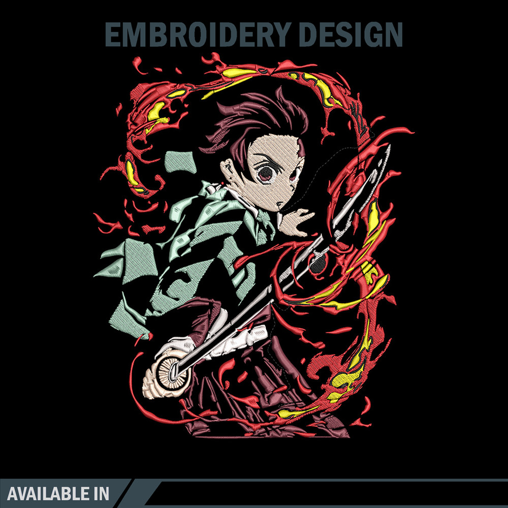 Kamado Tanjiro Embroidery Design, Demon slayer Embroidery, Embroidery File, Anime Embroidery,Digital download..jpg
