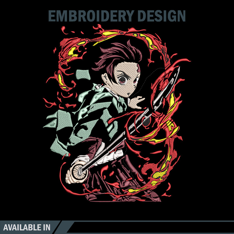 Kamado Tanjiro Embroidery Design, Demon slayer Embroidery, Embroidery File, Anime Embroidery,Digital download..jpg