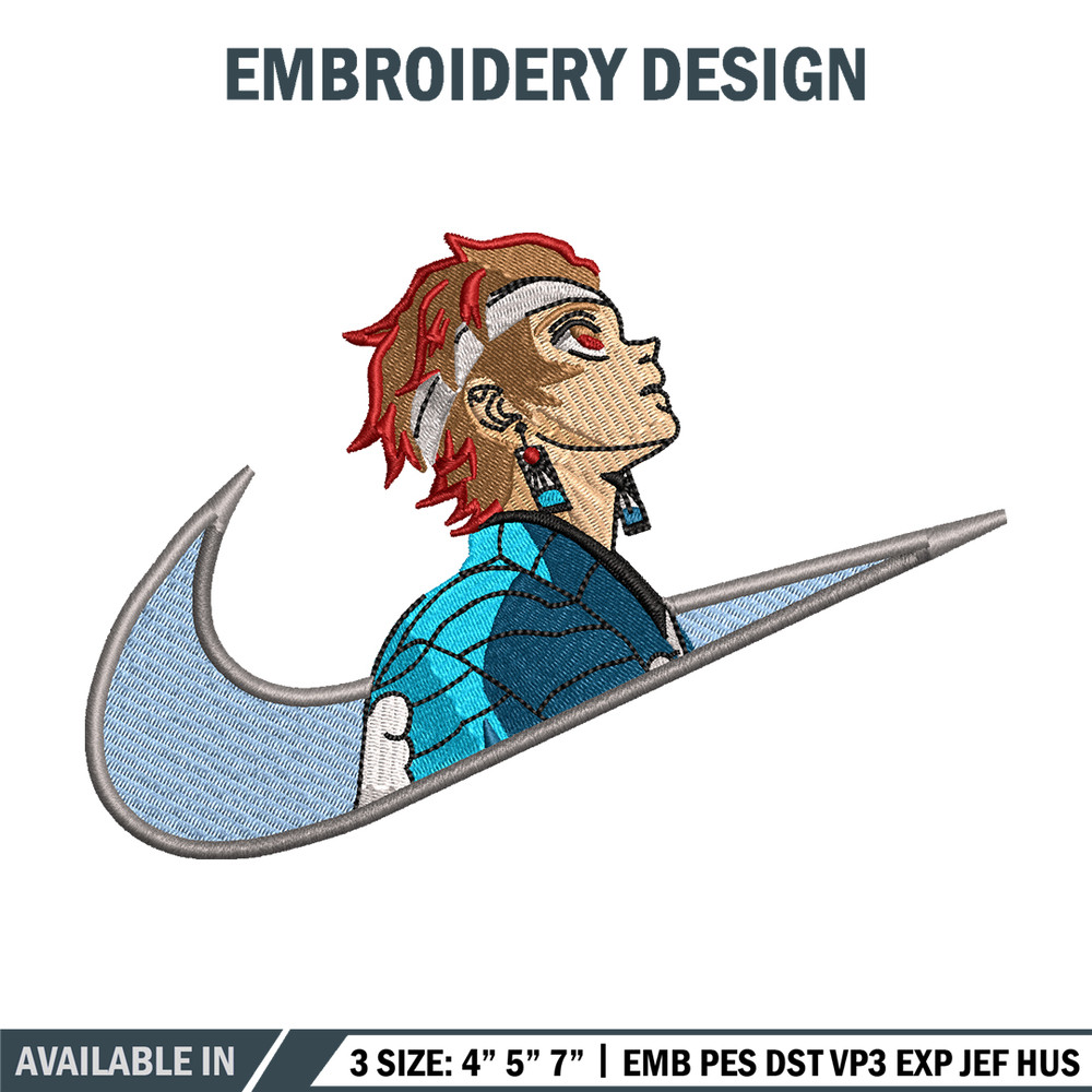 Kamado Tanjiro Nike embroidery design, Kimetsu no Yaiba embroidery, Nike design, anime design, Digital download.jpg