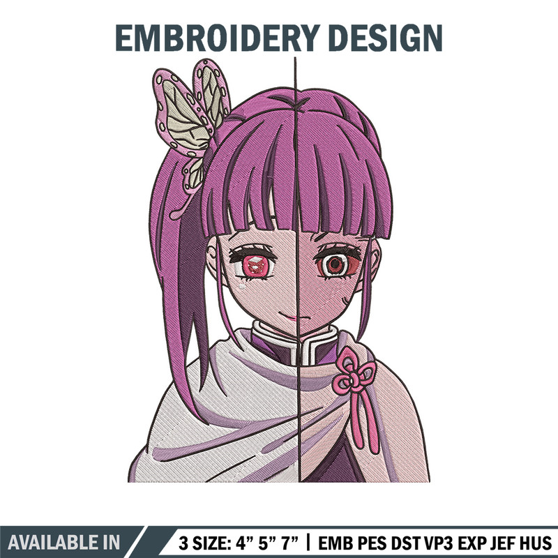 Kanao face Embroidery Design, Demon slayer Embroidery, Embroidery File, Anime Embroidery, Digital download..jpg